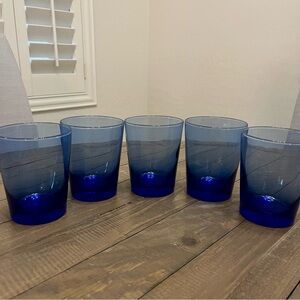 Set Of 5 LIBBEY Mediterranean Blue Cobalt 4.5" Old Fashioned Low Ball Glasses